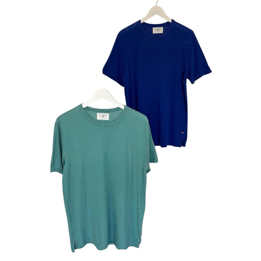 Sol Angeles T shirt Bundle Lot Of 2 Men’s Medium Blue Solid & Stripes PRISTINE